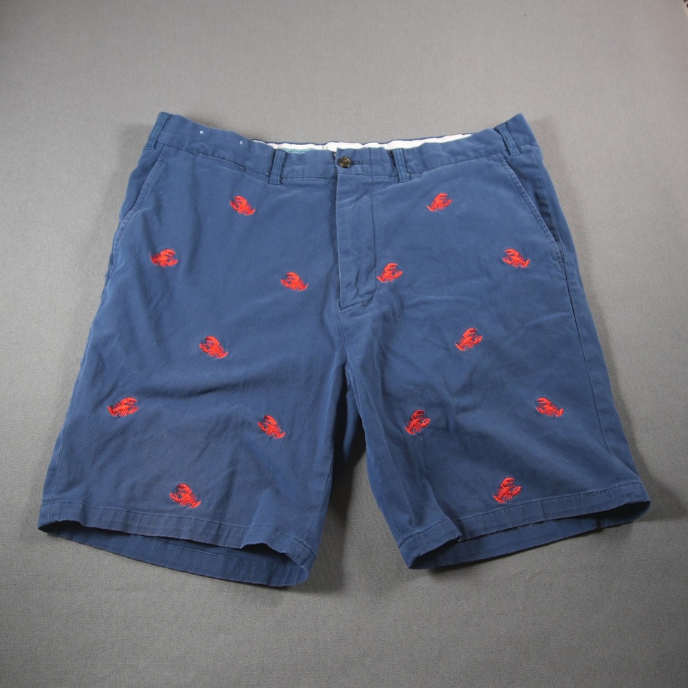 Castaway Nantucket Island Embroidered Lobster Men Coastal Prep Chino Shorts 38